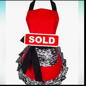 Charming Red and Black Lace Apron